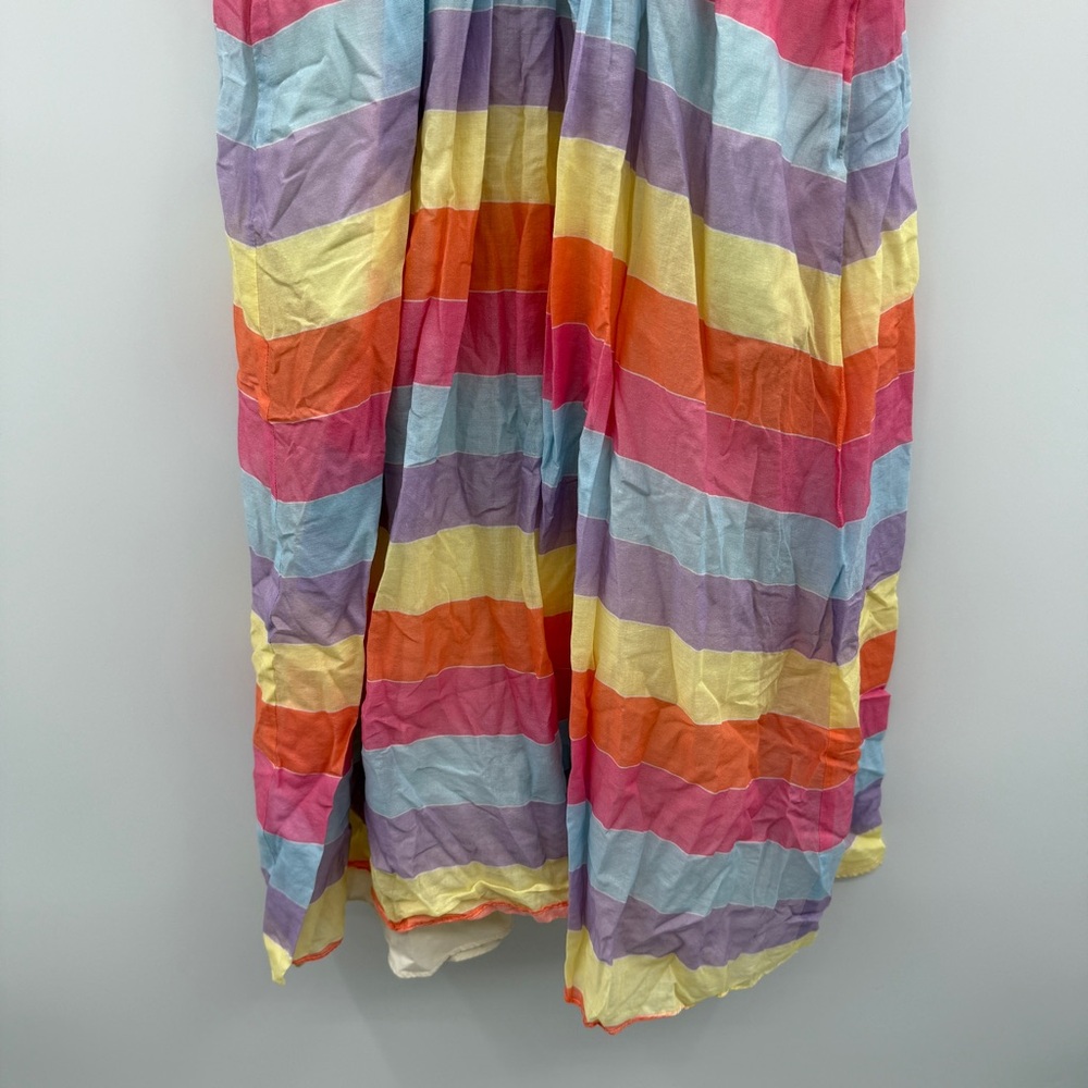 RTR Tara Jarmon Rainbow Colorful Stripey‎ 3/4 Sleeve Midi Dress Sz 38 / US 6 - Picture 4 of 13